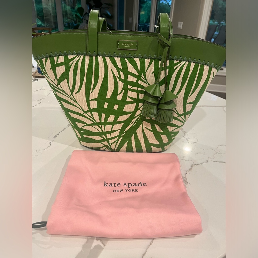 Kate Spade The Pier Pond Fronds Canvas Medium Tote NWT